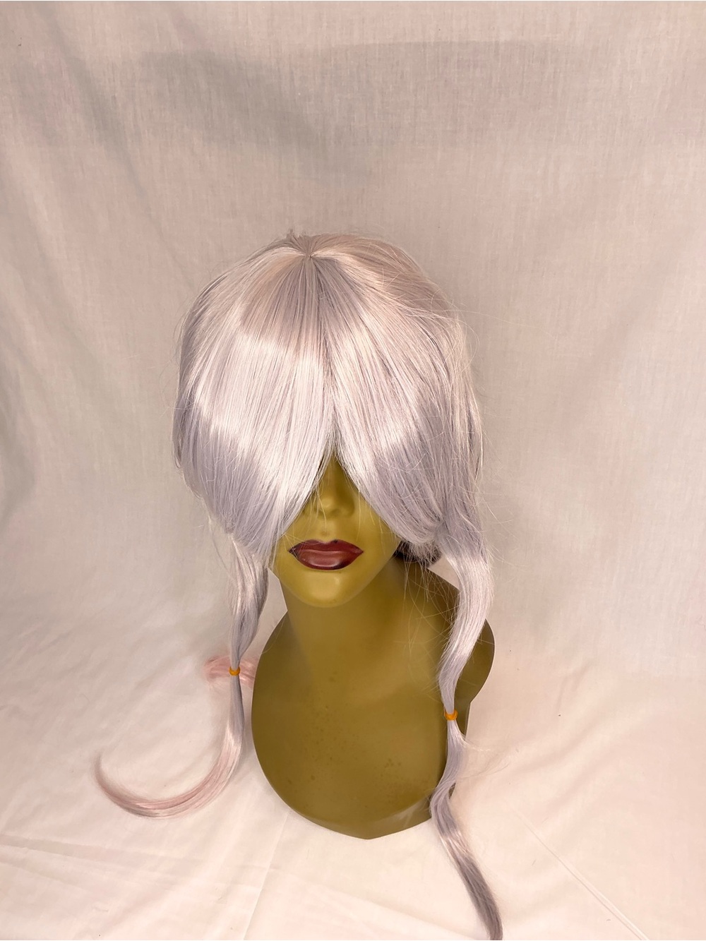 2152 - Silver-White Women's Synthetic Wig with Side Braids - Unbranded